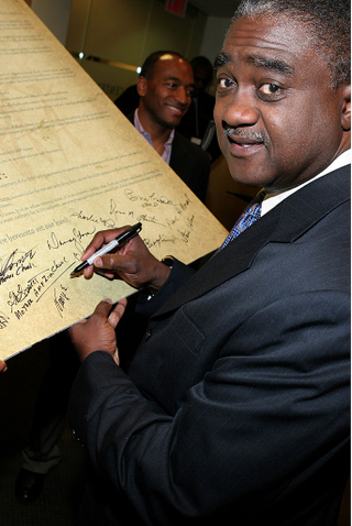 George Curry during press conference unveiling AIDS in Black Face: 25 Years of an Epidemic on June 5, 2006, at the Open Society Institute in New York CityTim Grant/WireImage for BET Productions